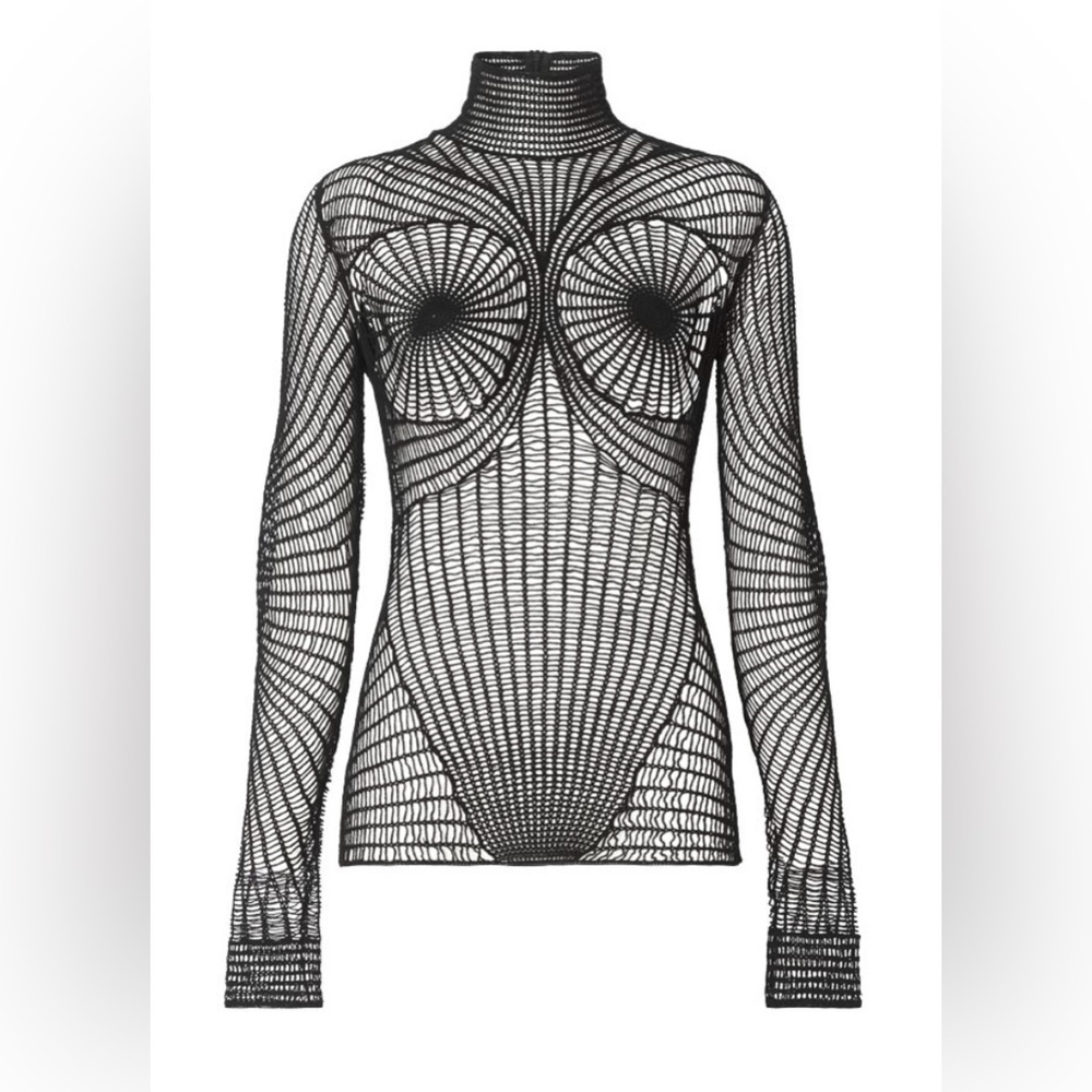 Burberry Black Mesh Long Sleeve Blouse women size S NWT